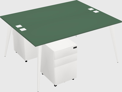 Shared rectangular office desk system