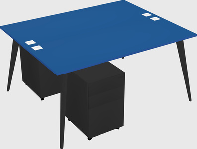 Shared rectangular office desk system