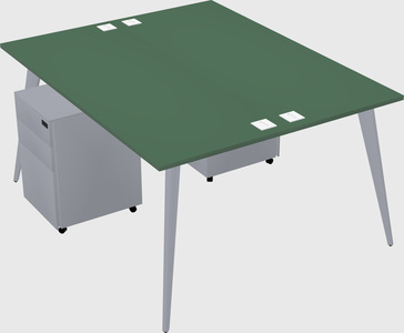 Shared rectangular office desk system