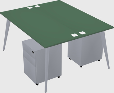 Shared rectangular office desk system