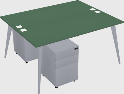 Shared rectangular office desk system