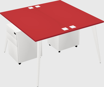 Shared rectangular office desk system