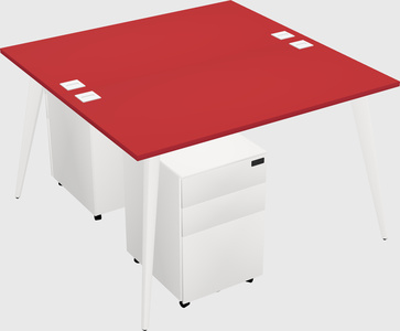 Shared rectangular office desk system