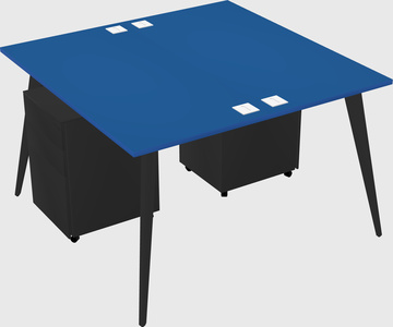 Shared rectangular office desk system