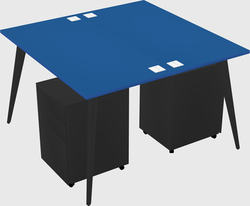Shared rectangular office desk system