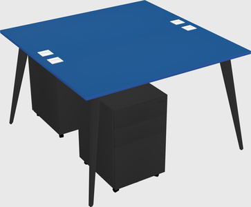 Shared rectangular office desk system
