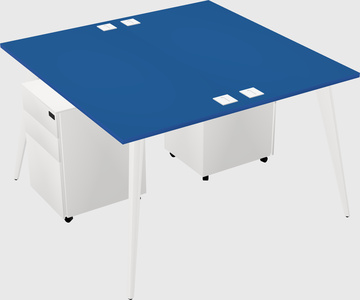 Shared rectangular office desk system