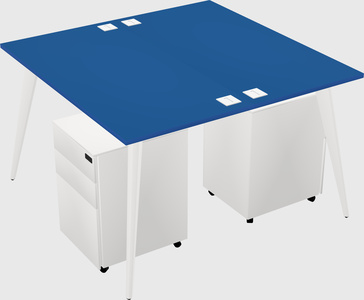 Shared rectangular office desk system