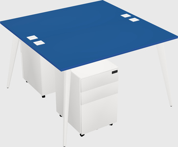Shared rectangular office desk system