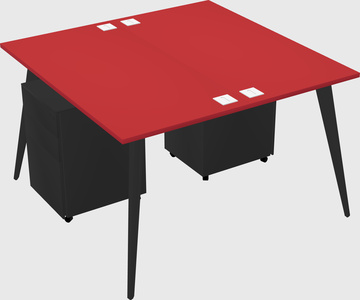 Shared rectangular office desk system