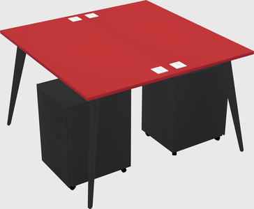 Shared rectangular office desk system