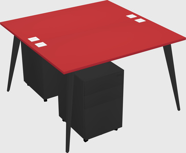 Shared rectangular office desk system