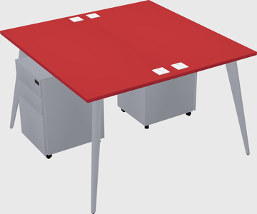 Shared rectangular office desk system