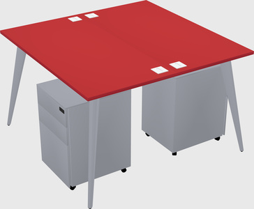 Shared rectangular office desk system