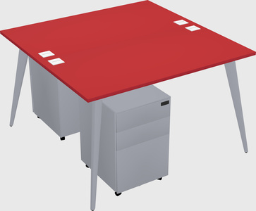 Shared rectangular office desk system