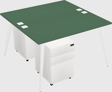 Shared rectangular office desk system