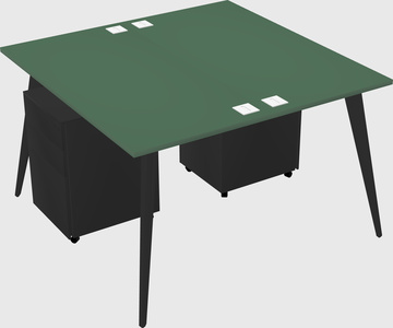 Shared rectangular office desk system