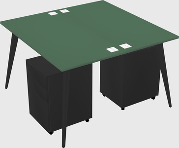 Shared rectangular office desk system