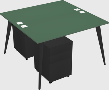 Shared rectangular office desk system