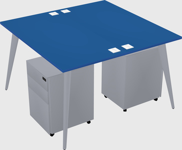 Shared rectangular office desk system