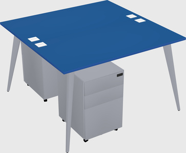 Shared rectangular office desk system