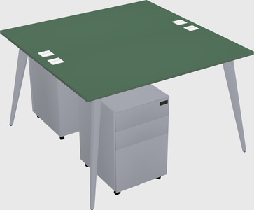 Shared rectangular office desk system