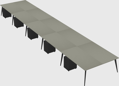 Shared rectangular office desk system