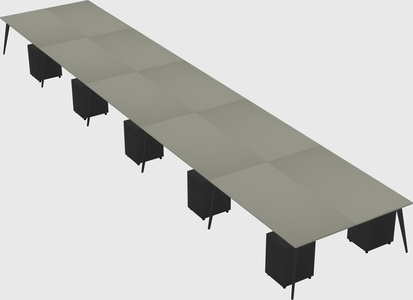 Shared rectangular office desk system
