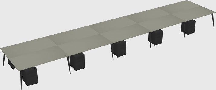 Shared rectangular office desk system