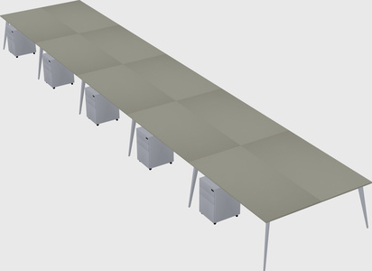 Shared rectangular office desk system