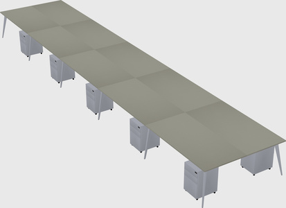 Shared rectangular office desk system