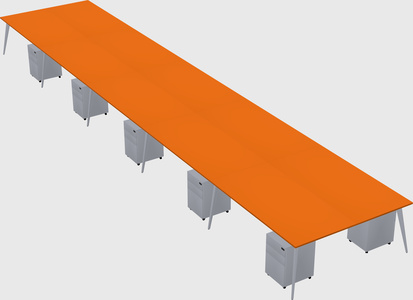 Shared rectangular office desk system