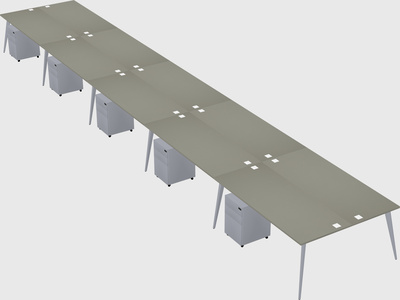 Shared rectangular office desk system