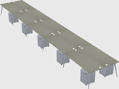 Shared rectangular office desk system