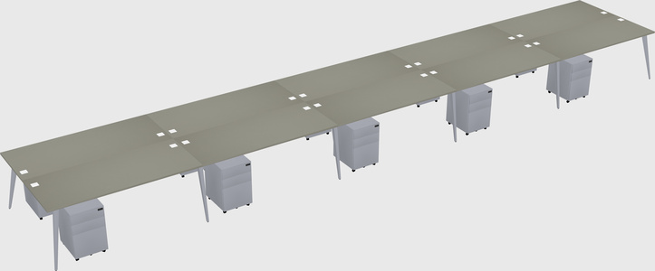 Shared rectangular office desk system