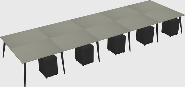 Shared rectangular office desk system