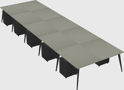 Shared rectangular office desk system