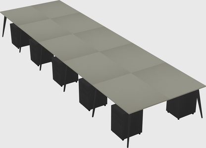 Shared rectangular office desk system