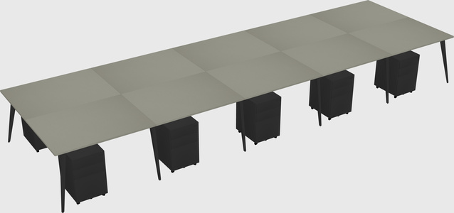 Shared rectangular office desk system