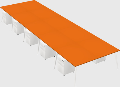 Shared rectangular office desk system