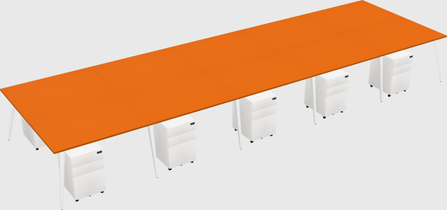 Shared rectangular office desk system