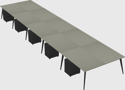 Shared rectangular office desk system