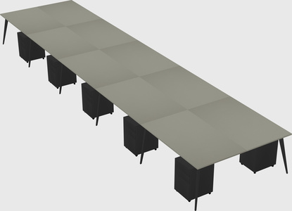 Shared rectangular office desk system