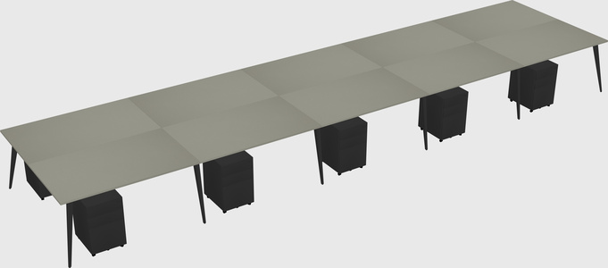 Shared rectangular office desk system