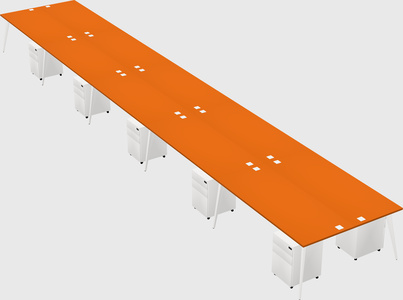 Shared rectangular office desk system