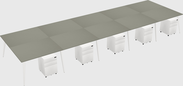 Shared rectangular office desk system