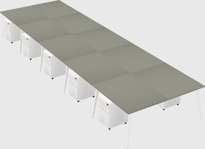 Shared rectangular office desk system