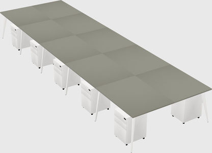 Shared rectangular office desk system