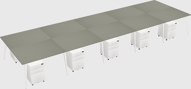 Shared rectangular office desk system