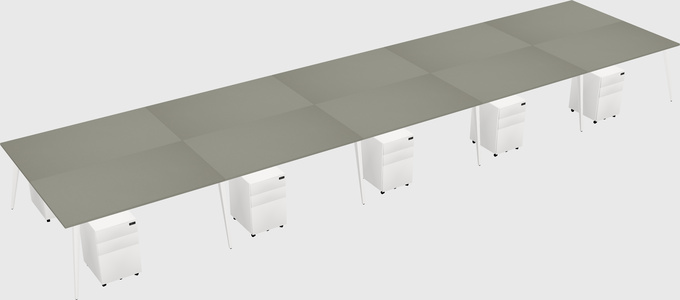 Shared rectangular office desk system